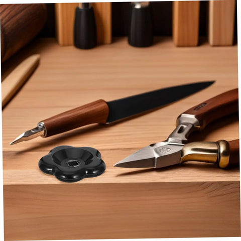 Black Bakelite Spigot Handle Replacement Knobs 6CM 6STAR Fit 8X8MM Stem Hole Outdoor Water Valve on wooden surface