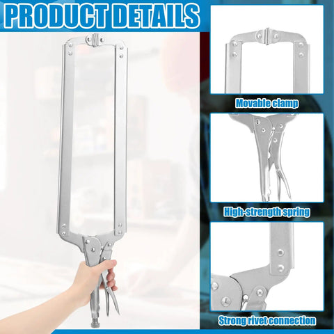Two Pack 24 Inch Locking C Clamp With Large Opening Jaws And Adjustable Pliers With Grip Swivel Pads Alloy Steel Construction
