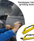 Heavy Duty Flexible Hand Sanding Board For Car Waxing And Surfaces Grinding With Large Space To Hold Sandpaper Sheets in use on a vehicle.