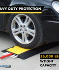 Heavy Duty Cable Protector Ramp 5 Channel 36 Inch Long Black And Yellow Rubber Wire Protector under car tire with cords