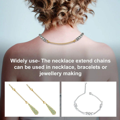 Stainless Steel Necklace Extenders Set In Gold And Silver Finishes, 10 Pieces, Five Length Options From Two Inch To Three Inch With Lobster Clasps