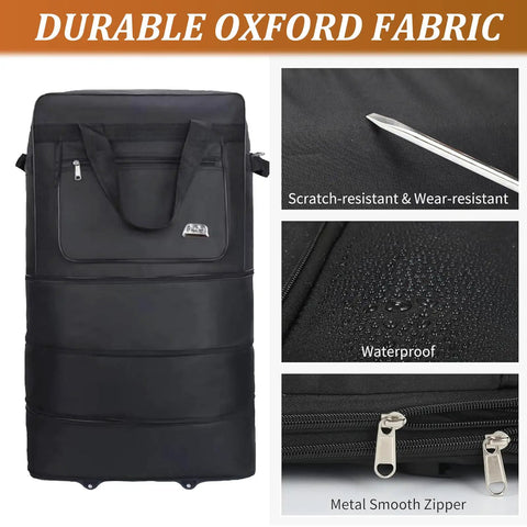 Expandable 18 To 30 Inch Duffle Bag On Wheels For Gym Camping Weekend Trips And Business Travel Water Resistant Oxford Fabric
