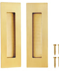 6 Inch Recessed Finger Pulls For Pocket Doors And Sliding Doors, Brushed Gold Stainless Steel Hardware, Recess Mount Closet And Barn Door Pulls, 2 Pack