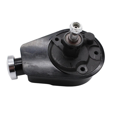 Upgrade Your Classic Chevy Build With This High Performance Power Steering Pump And Water Pump Kit For Small Block V8 Engines Like 350 400 Featuring Precise Fitment For Long Water Pump Applications With Smooth Operation. Black steel power steering pump housing with mounting ports
