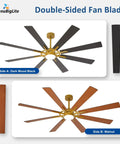 Monster 72 Inch Ceiling Fan With Lights 8 Dual Finish Blades In Black And Walnut Remote And App Control