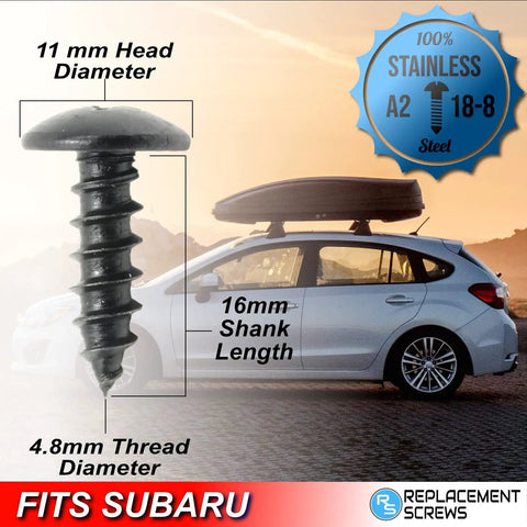 Stainless License Plate Screws 4 Pack for Subaru Front Or Rear Black Oxide Sixteen Millimeter 18 8 304 Grade No Rust Easy Install