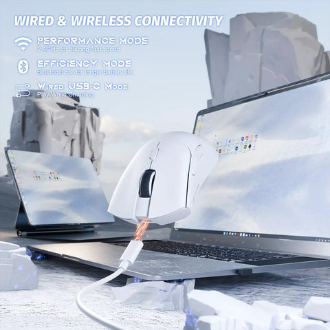 Top Shelf 60 Percent Hall Effect Keyboard And Wireless Mouse Combo Featuring 8K Polling Rate And Ultra Low Latency in wireless mode connected to a laptop.