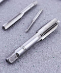 7 Pcs Straight Flute Screw Tap Set For DIY Metalworking Tools To Cut Threads In Aluminum And Plastic Includes Plug Drill And Hole Cutter Heavy Duty Bearing Steel Taps For Pros And Weekend Warriors, 7.5 cm steel taps