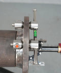 SUS304 Heavy Duty Stainless Steel Two Hole Pin With Push Button Quick Lock For Pipe Alignment and Rigging Work on a metal pipe.