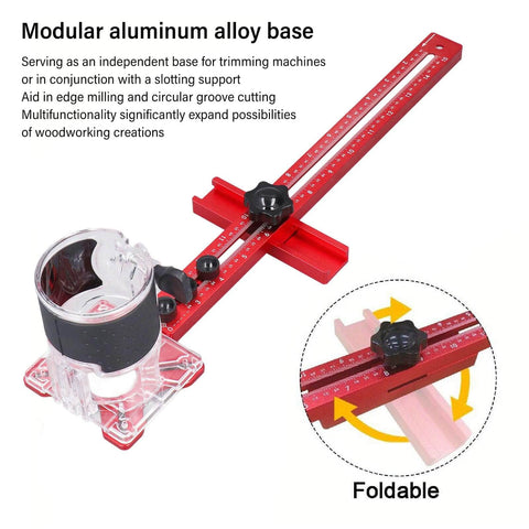 4 In 1 Router Jig With Adjustable Milling Groove Bracket For Woodworking, showing modular aluminum base and guide