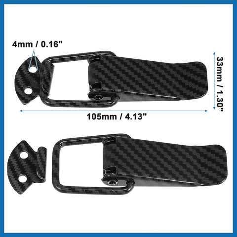 Universal Car Bumper Security Hook Locks Quick Release Clips carbon fiber pattern 105x33mm shown in close-up.