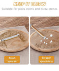 Long Reach Pizza Oven Cleaning Brush With Stainless Steel Scraper And Screwdriver 21 Inch Handle No Scratch Brass Bristles Outdoor Pizza Stone And Bbq Grill Cleaning Kit cleaning pizza stone with brush and scraper