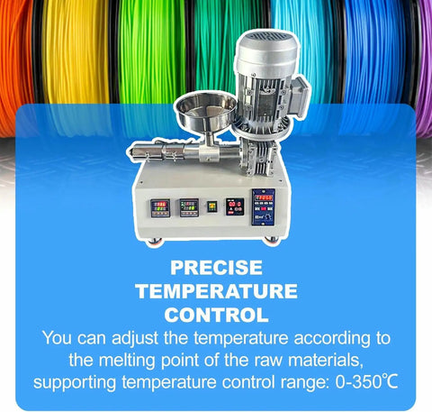 Compact 1000W Desktop 3D Printer Filament Maker Single Screw Extruder Slides Through Pellets To Whip Up Premium Spools with temperature control