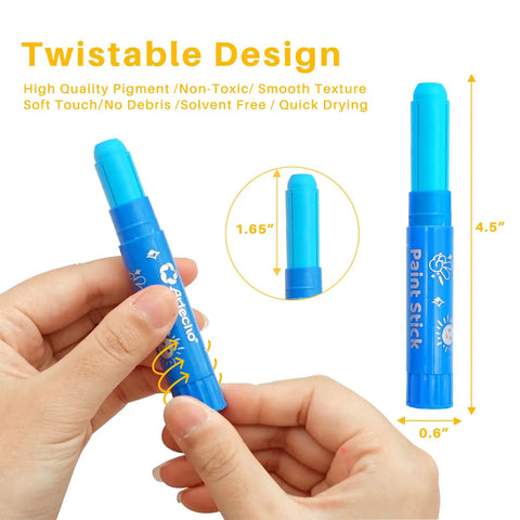 Killer Pack Of Butter Smooth Tempera Paint Sticks Serving Up 36 Fresh Washable Shades Like Pastels Neons And Metallics with twistable blue paint stick.