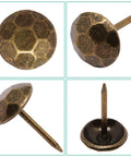 Top Shelf Metal Upholstery Tacks And Furniture Nails For Vintage Diy Makeovers, Rust Resistant Heavy Duty Headpins, 100 Piece Pack Hella Solid Retro Bronze Decorative Hardware, close-up of decorative nail.