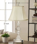 Two Pack Touch Control Table Lamps Set of 2, elegant 22-inch rustic faux silk shaded lamp with dual USB ports in living room.
