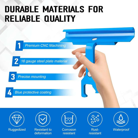 PPC And PPF Clip Cleat Tool for ductwork with blue protective coating, showing premium CNC machining and durable 16-gauge steel
