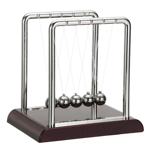 Five Ball Newton's Cradle Desk Toy For Gravity Demonstrations And Stress Relief, Classic Kinetic Balance Balls In Red