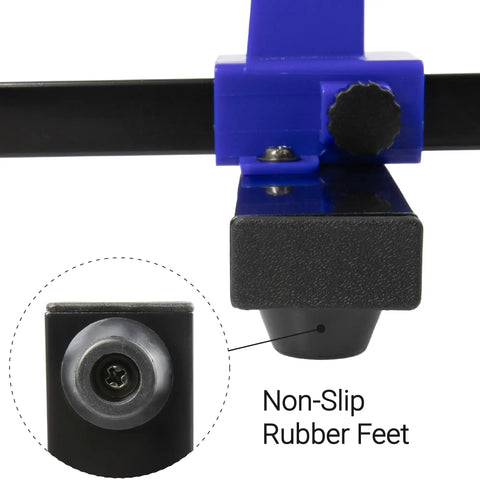 Close-up of adjustable circuit board clamping kit with non-slip rubber feet, showing durable metal base and grip adjustment.