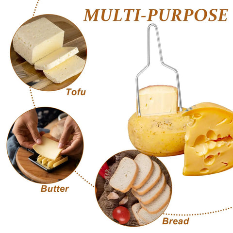 Heavy Duty Stainless Steel Cheese Slicer Wire And Y Type Cutter With Twist Lock Kitchen Workhorse For Cheese Boards And Meal Prep No Drama Total Game Changer Dishwasher Safe with cheese, tofu, and butter.