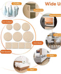 Beige Premium Furniture Felt Pads 300 Pack Self Adhesive Anti Scratch Floor Protectors, various uses displayed, for table, chair, sofa.