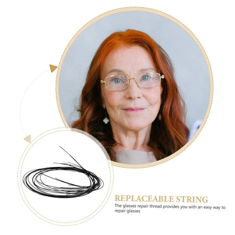 Replaceable Eyeglass Repair Thread For Half Rim Glasses No Tool Needed Scratch Resistant DIY Fix Kit with woman wearing glasses
