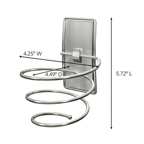 Hair Dryer Holder With Heavy Duty Adhesive Strips Satin Nickel Finish Holds Up To 3 Lb No Tools Required Waterproof Strips