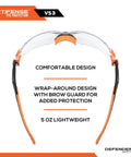 VS3 Anti Fog Safety Glasses With Clear Or Tinted Lenses, Pink Frame, comfortable wrap-around design, ANSI Z87+ OSHA compliant