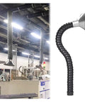 Solid As A Rock Flexible Welding Smoke Extractor Pipe With Valve 160Mm Fume Removal Duct Collector Arm And Hood 80Cm shown in a factory setting.