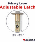 Front view of adjustable latch for restroom lock with size indicator, compatible with Vacant Occupied Bathroom Lock For Public Restrooms and Industrial Buildings Black Door Handle Lock With Clear Status Indicator Heavy Duty Commercial Restroom Lock For High Traffic Spaces.