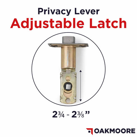 Front view of adjustable latch for restroom lock with size indicator, compatible with Vacant Occupied Bathroom Lock For Public Restrooms and Industrial Buildings Black Door Handle Lock With Clear Status Indicator Heavy Duty Commercial Restroom Lock For High Traffic Spaces.