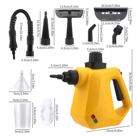 High Temperature Handheld Steam Cleaner With Cleaning Brush, Glass Scraper, Extension Hose And Nozzle For Kitchen And Bathroom