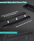 24 Inch Linear Shower Drain With 2 In 1 Flat And Tile Insert Matte Black Brushed 304 Stainless Steel Rectangle Shower Floor Drain Adjustable Easy Install Rust Resistant Premium Finish For Lasting Shower Renovation Built To Last And Leak Proof Performance with embedded cover plate and replaceable tile groove.