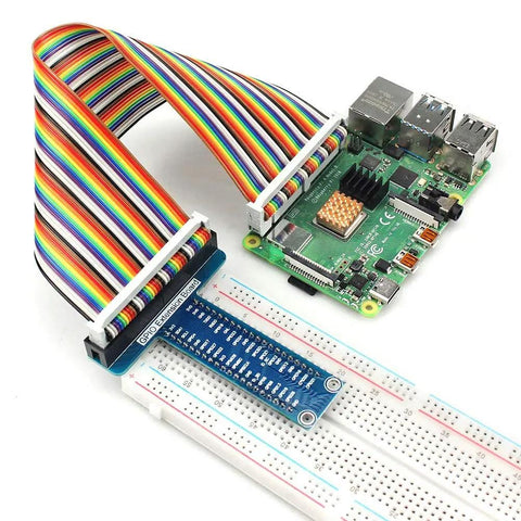 Raspberry Pi GPIO Breakout Starter Kit with 830 Tie Point Solderless Breadboard, 40pin Rainbow Ribbon Cable, 65 Jumper Wires