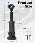 Game Changing Trolling Motor Stabilizer With 180 Degree Rotation, shown with hardware and size dimensions in inches