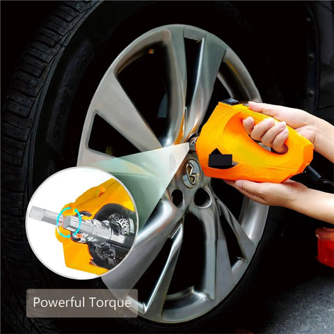 Heavy Duty 12 Volt Electric Hydraulic Car Jack And Impact Wrench Set With Portable Air Pump for easy tire changes with powerful torque.