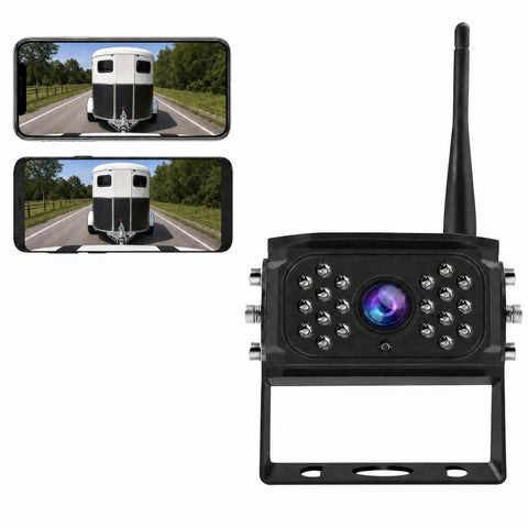 Dead Simple Wireless Backup Camera For Truck RV Trailer With AI Blind Spot Monitoring No Wiring Required Rock Solid 985 FT WiFi Range showing HD screen display.