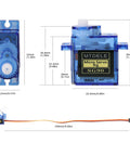 Must-Have Servo Motor Tester Kit For Micro Servos And SG90 9g With dimensions and connector cable shown
