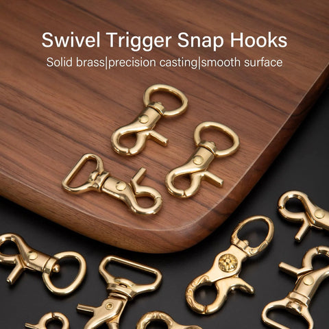 Brass swivel trigger snap hooks set for straps and bags