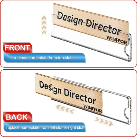 Clear Acrylic Name Plates With Adhesive Tapes Five Pack For Doors And Walls 2x8 Horizontal Name Plate Holder office view