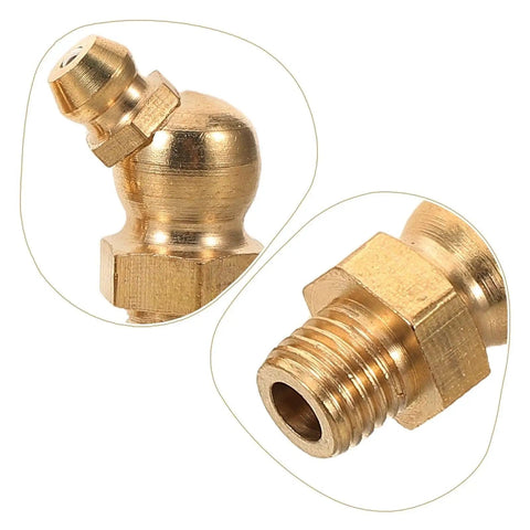180 and 90-degree brass nipples from 9Pcs Grease Fittings Assortment Kit for Automotive Use with Pro Grade Durable Materials.