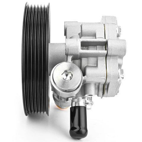 Side view of Power Steering Pump With Pulley Direct Fit For 2007 To 2012 Dodge Caliber 1.8L 2.0L 2.4L And 2007 To 2017 Jeep Patriot Compass 2.0L 2.4L
