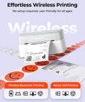 Wireless Bluetooth Thermal Label Printer For 4x6 Shipping Labels And Print Width 1.57 To 4.25 Inches Ideal For Small Businesses.