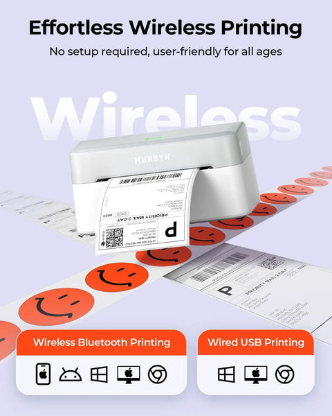 Wireless Bluetooth Thermal Label Printer For 4x6 Shipping Labels And Print Width 1.57 To 4.25 Inches Ideal For Small Businesses.