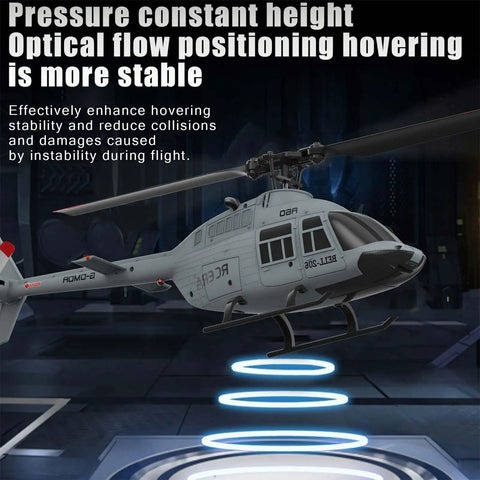 Rad RC Helicopter For Adults A60 Era with hover stabilization and 3D stunt capabilities, flying indoors with optical flow feature