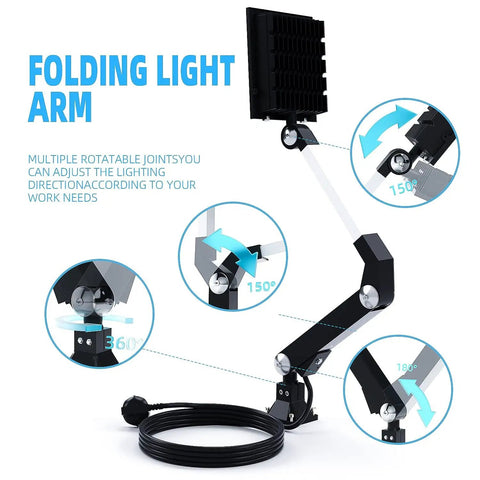 Adjustable gooseneck arm of Real Deal Heavy Duty LED Cob Work Light showcasing rotatable joints for precise lighting direction.