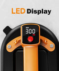 TorqTac 10 Inch Electric Vacuum Suction Cup Lifter With 662 Lbs Heavy Duty Load Capacity showing LED display and weight indicator.