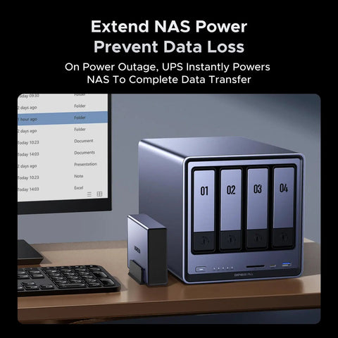 Uninterruptible NAS Power Supply With 120W DC Battery Backup And Surge Protector, 12000mAh Capacity for NAS systems on desk