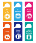 Six Pack Do Not Disturb Door Hanger Signs Double Sided In A Meeting Please Knock Out Of Office Made Of PVC Door Tags