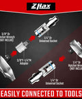12-Piece Quarter Inch Drive Universal Flex Socket Set, 6-Point Metric From Five To Fifteen Millimeters, Swivel Joint, CR-V Steel, Workin' In Tight Spaces And Hard To Reach Spots, 1/4in drive universal socket and adapter
